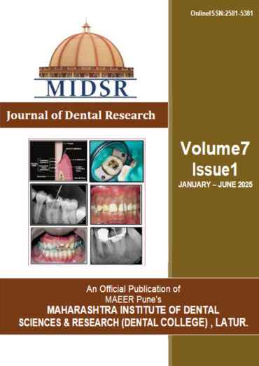 MIDSR Journal of Dental Research - Volume 7 Issue 1